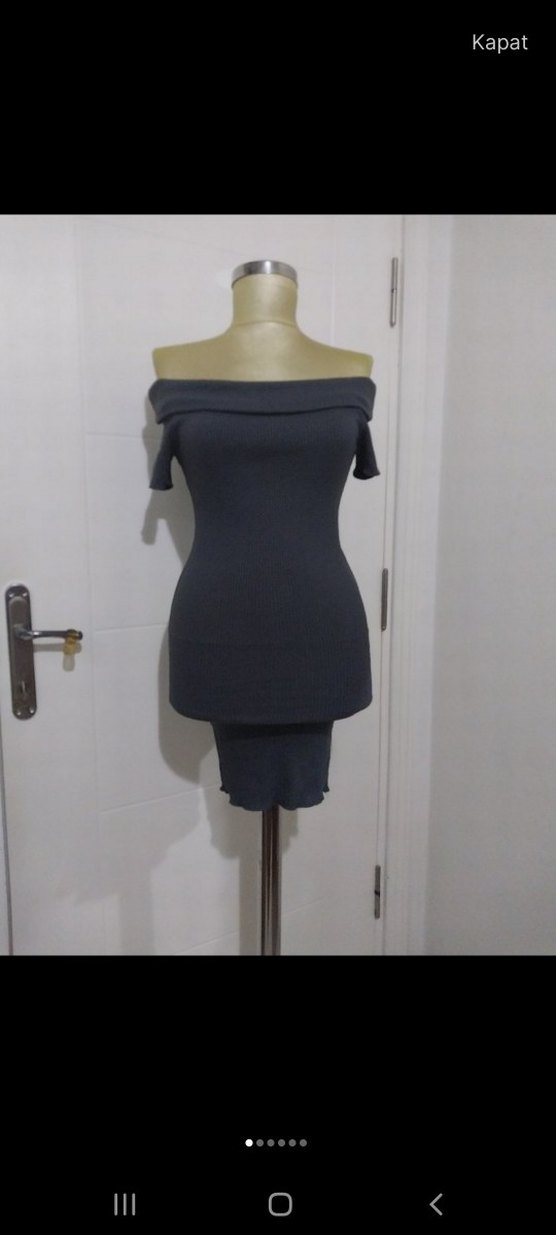 Gri Mini Elbise - Görsel 2