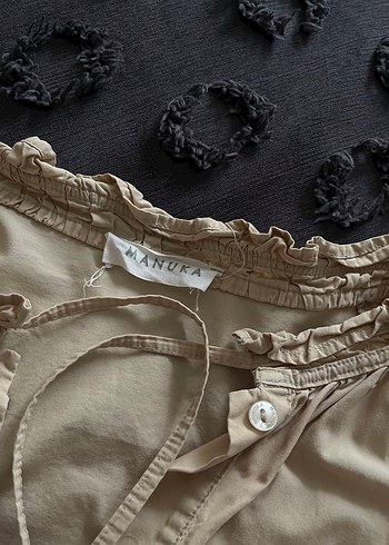 Bej Düğmeli Kadın Keten Gömlek- Manuka - Görsel 3