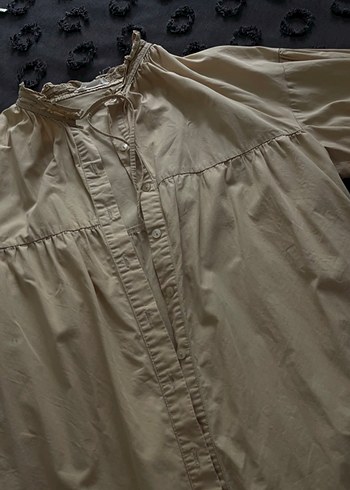 Bej Düğmeli Kadın Keten Gömlek- Manuka - Görsel 2