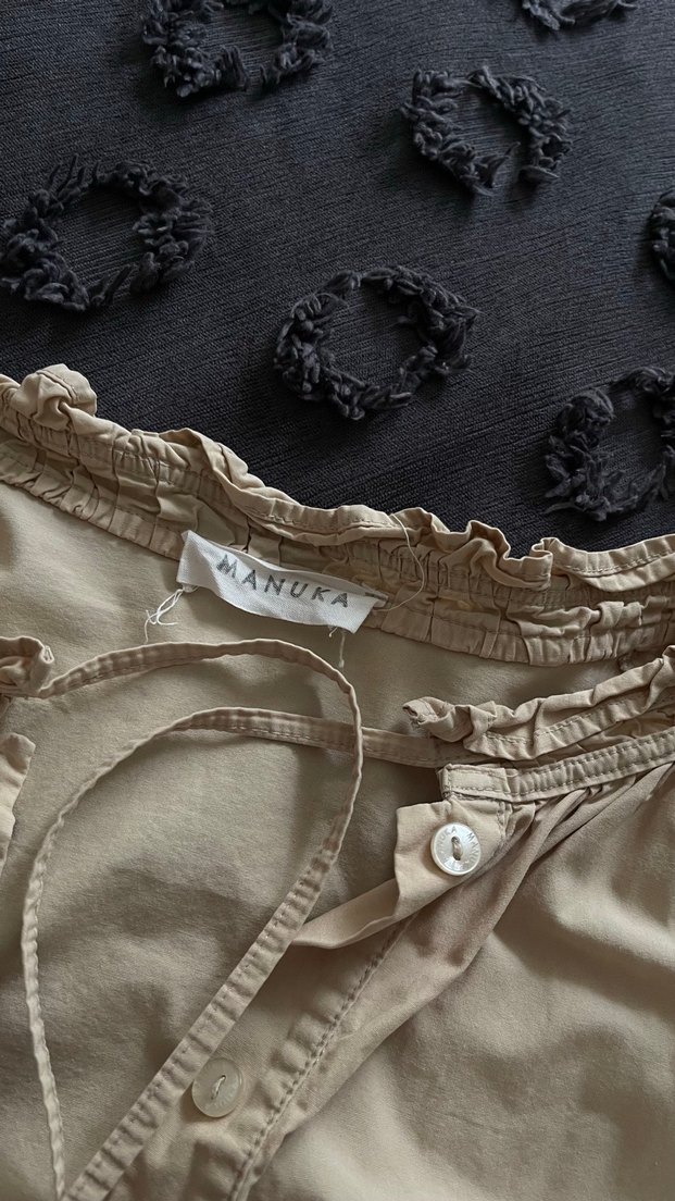 Bej Düğmeli Kadın Keten Gömlek- Manuka - Görsel 3