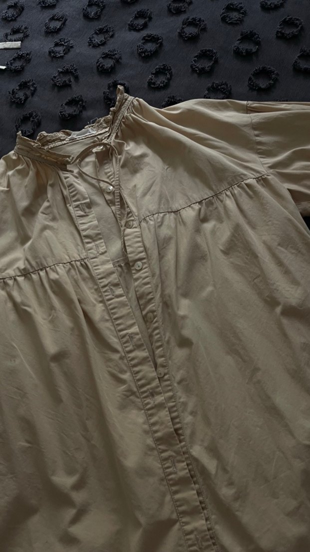 Bej Düğmeli Kadın Keten Gömlek- Manuka - Görsel 2