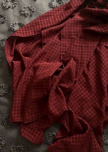 Bordo Keten Bohem Tarzı Kadın Şal - Görsel 2