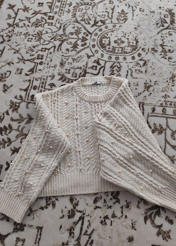 İnci İşlemeli Örgü Bohem Kadın Kazak - Görsel 3