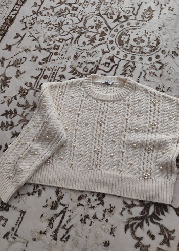 İnci İşlemeli Örgü Bohem Kadın Kazak - Görsel 5