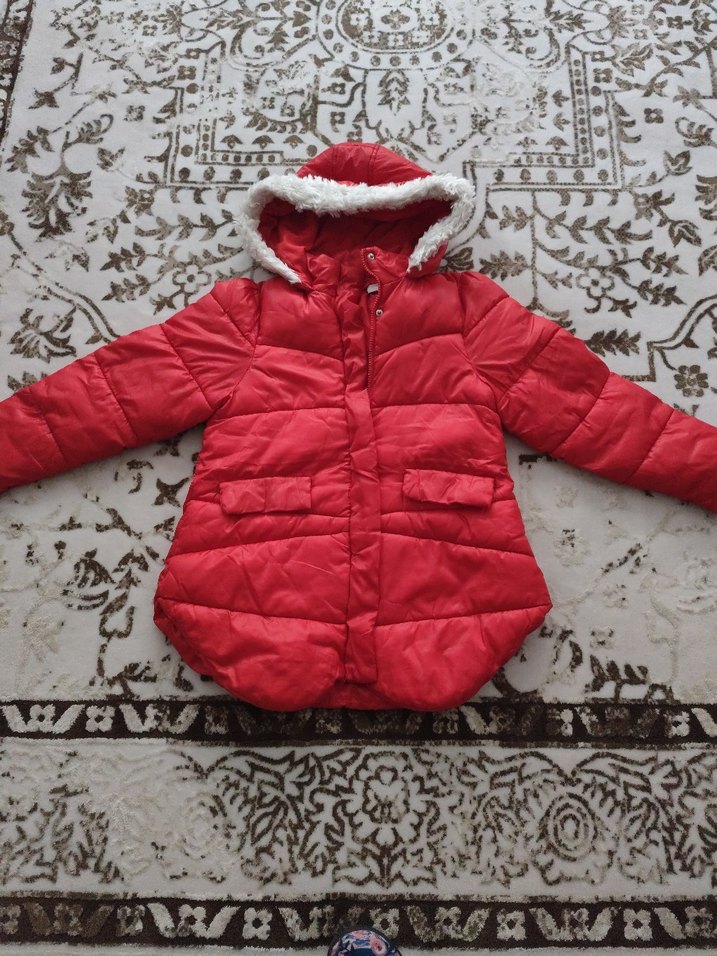 Kız Çocuk Kırmızı Kürklü Kaban - Görsel 4