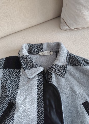 Erkek  ve kız Çocuk Gri Ekose fermuarlı Ceket - Görsel 3