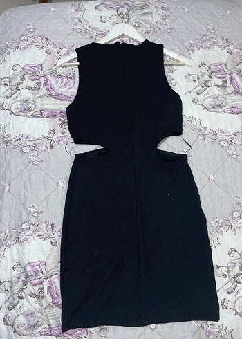 Siyah bisiklet Yaka Mini Elbise - Görsel 2