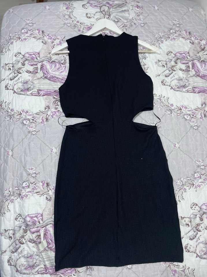 Siyah bisiklet Yaka Mini Elbise - Görsel 2