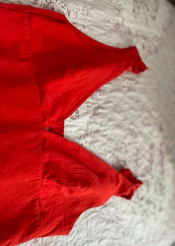 Kırmızı Dantel Detaylı V Yakalı Mini Elbise - Görsel 6