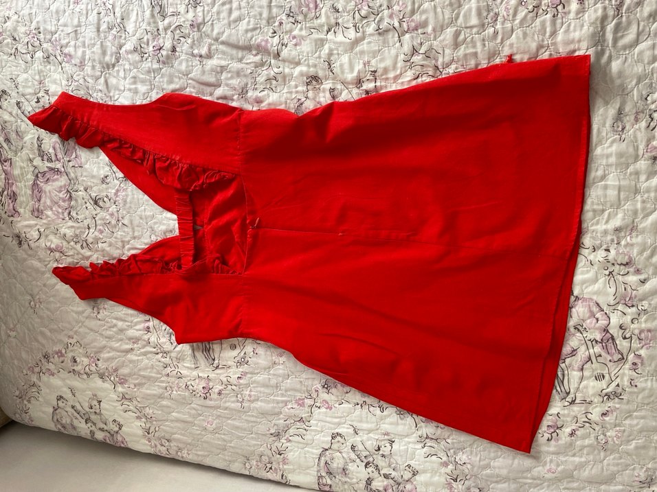 Kırmızı Dantel Detaylı V Yakalı Mini Elbise - Görsel 3