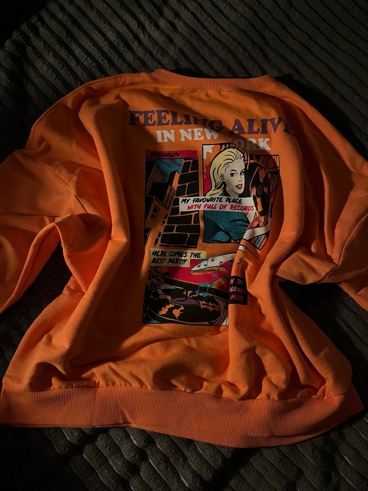 Turuncu oversize yarasa kol sweat - Görsel 2