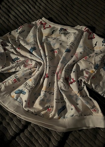 Beyaz yazılı oversize yarasa kol sweat - Görsel 2