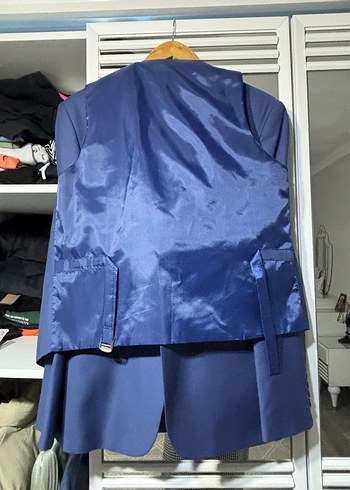 Mavi Erkek Düz Desensiz Takım Ceket - Görsel 2