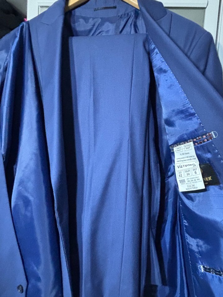 Mavi Erkek Düz Desensiz Takım Ceket - Görsel 3