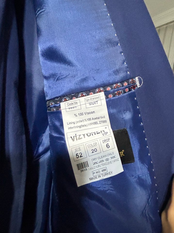 Mavi Erkek Düz Desensiz Takım Ceket - Görsel 4
