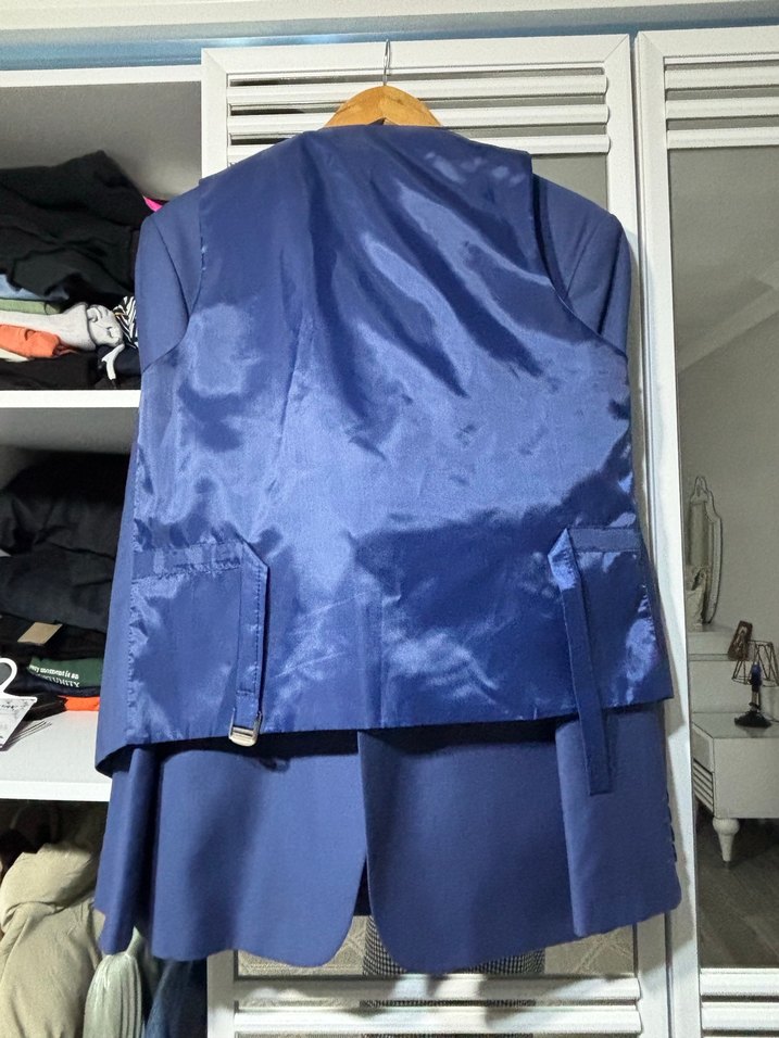 Mavi Erkek Düz Desensiz Takım Ceket - Görsel 2