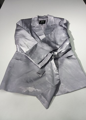 Gri Kısa Kadın Kimono - Görsel 2