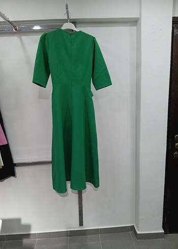 Drapeli Yeşil Kadın Uzun Elbise - Görsel 4