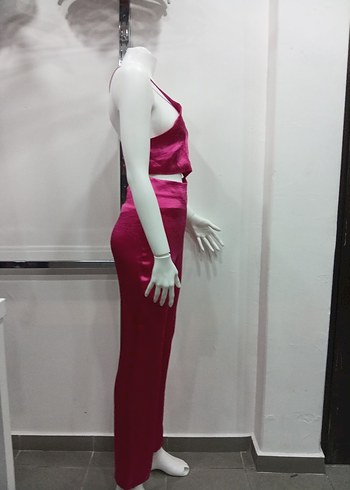 Parlak Pembe V Yaka Uzun Tulum - Görsel 2