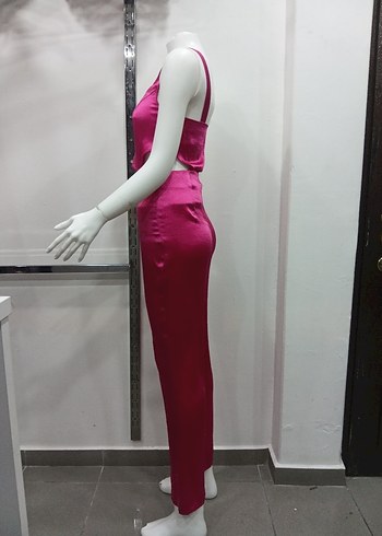 Parlak Pembe V Yaka Uzun Tulum - Görsel 4