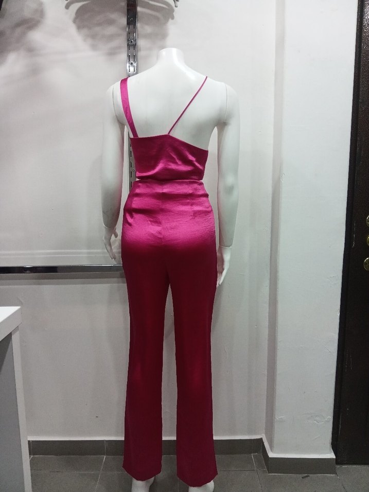 Parlak Pembe V Yaka Uzun Tulum - Görsel 3