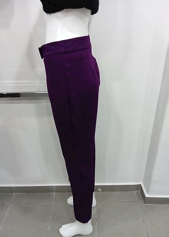 Parlak Mor Kadın Kumaş Pantolon - Görsel 4