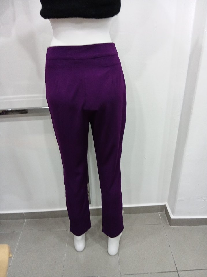 Parlak Mor Kadın Kumaş Pantolon - Görsel 3