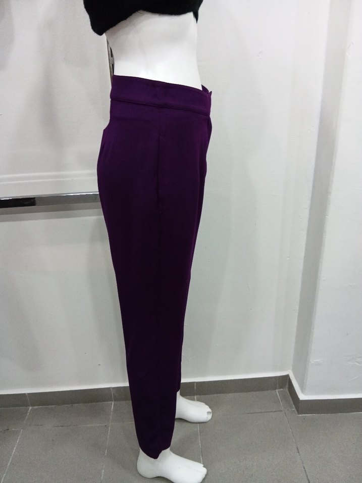 Parlak Mor Kadın Kumaş Pantolon - Görsel 2