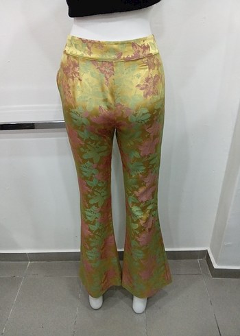 Parlak Çok Renkli Pilili Bohem Kadın Pantolon - Görsel 3