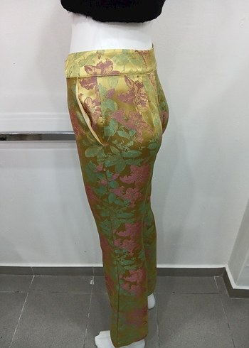 Parlak Çok Renkli Pilili Bohem Kadın Pantolon - Görsel 4