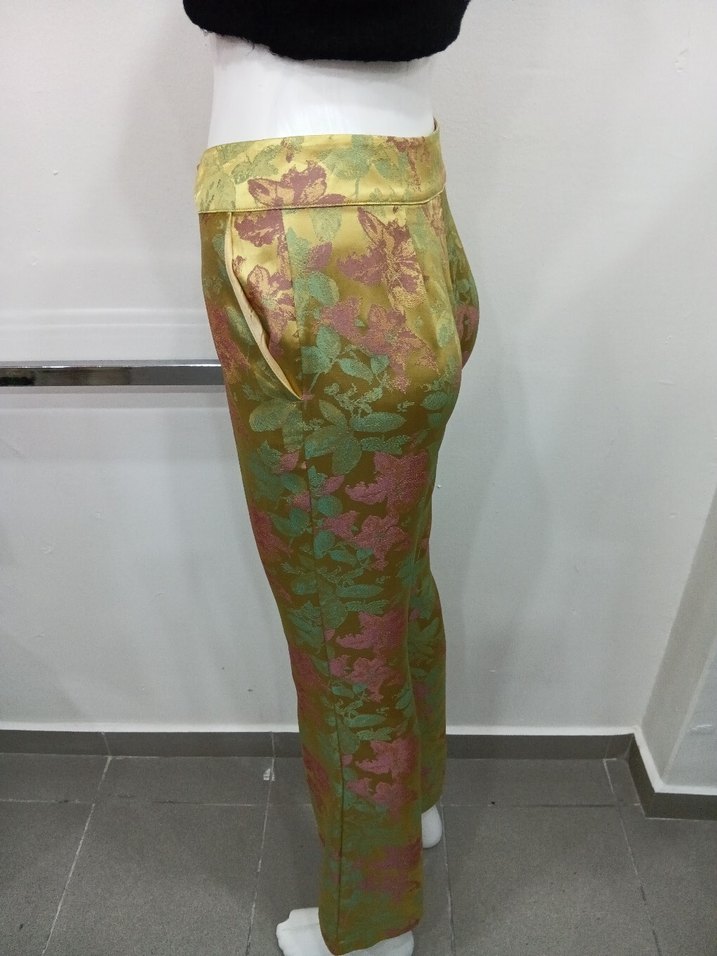 Parlak Çok Renkli Pilili Bohem Kadın Pantolon - Görsel 4