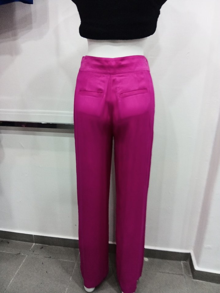 Parlak Pembe Kadın Kumaş Pantolon - Görsel 3
