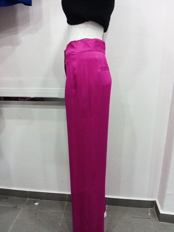 Parlak Pembe Kadın Kumaş Pantolon - Görsel 4