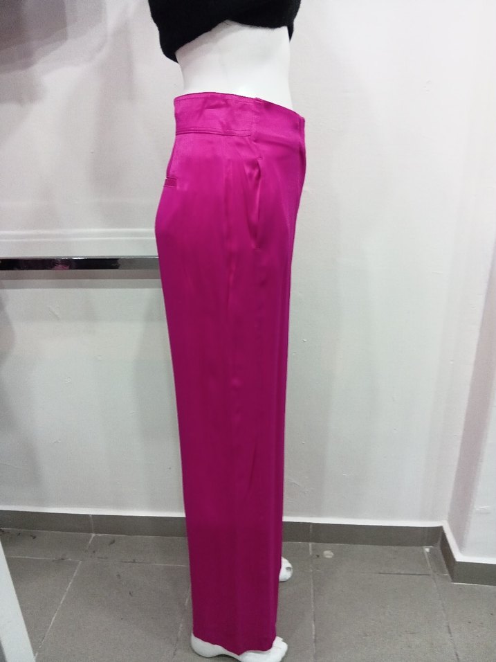 Parlak Pembe Kadın Kumaş Pantolon - Görsel 2