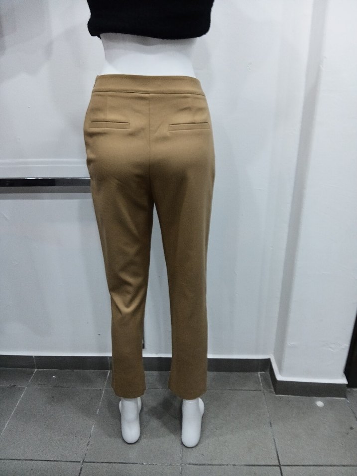 Bej Drapeli Kadın Kumaş Pantolon - Görsel 3