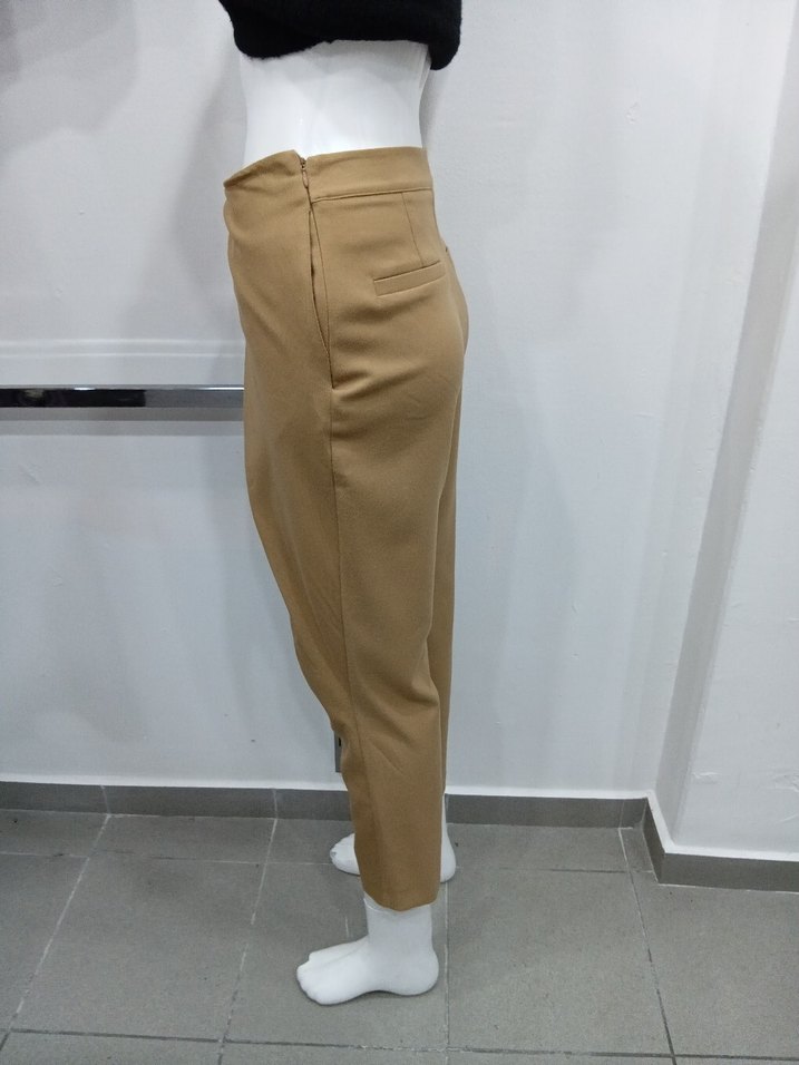 Bej Drapeli Kadın Kumaş Pantolon - Görsel 4