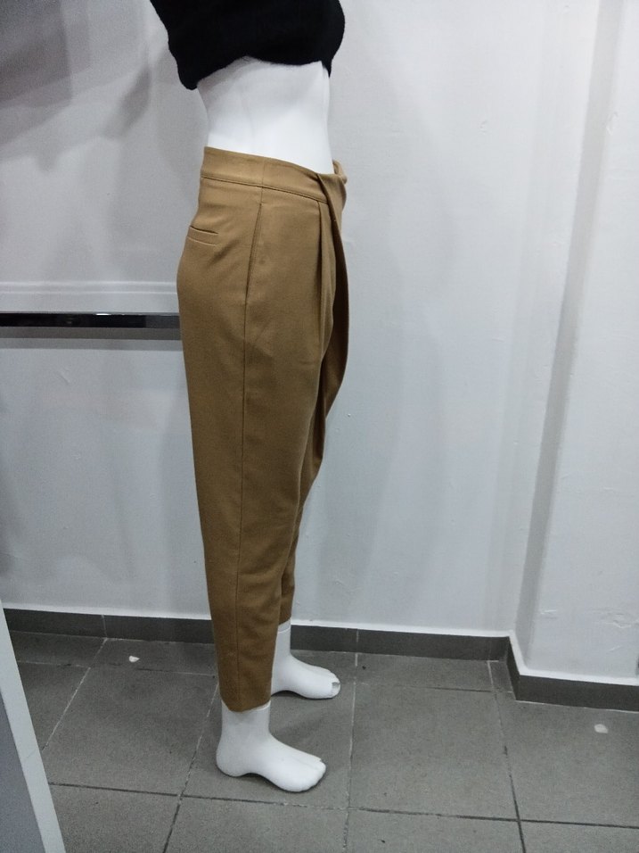 Bej Drapeli Kadın Kumaş Pantolon - Görsel 2