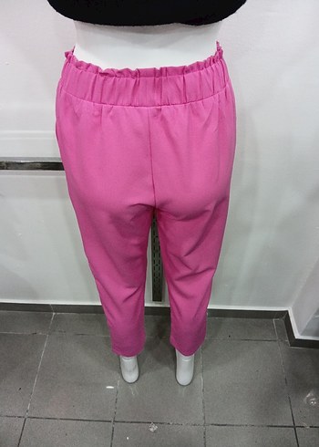 Pembe Rahat Kesim Kadın Kumaş Pantolon - Görsel 3