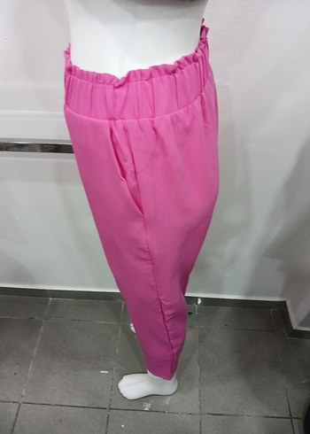 Pembe Rahat Kesim Kadın Kumaş Pantolon - Görsel 4