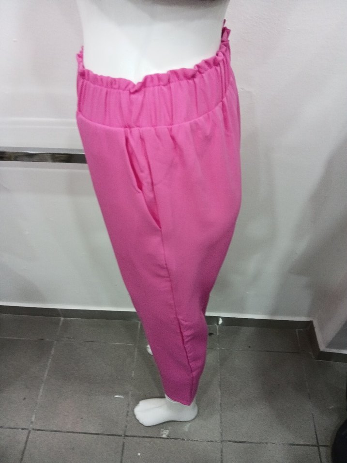 Pembe Rahat Kesim Kadın Kumaş Pantolon - Görsel 4