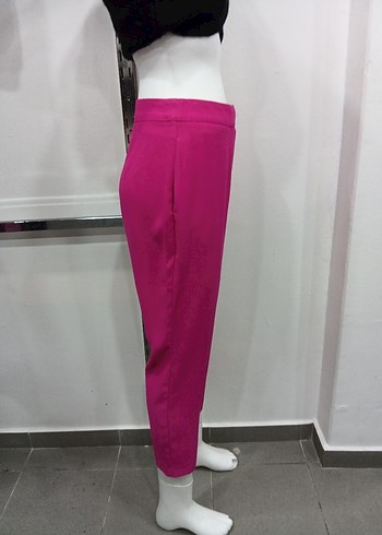 Pembe Kemerli Midi Kadın Kumaş Pantolon - Görsel 2