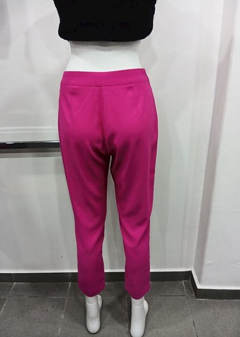 Pembe Kemerli Midi Kadın Kumaş Pantolon - Görsel 3