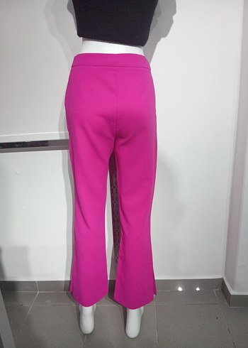 Pembe Mini Kumaş Kadın Pantolon - Görsel 3