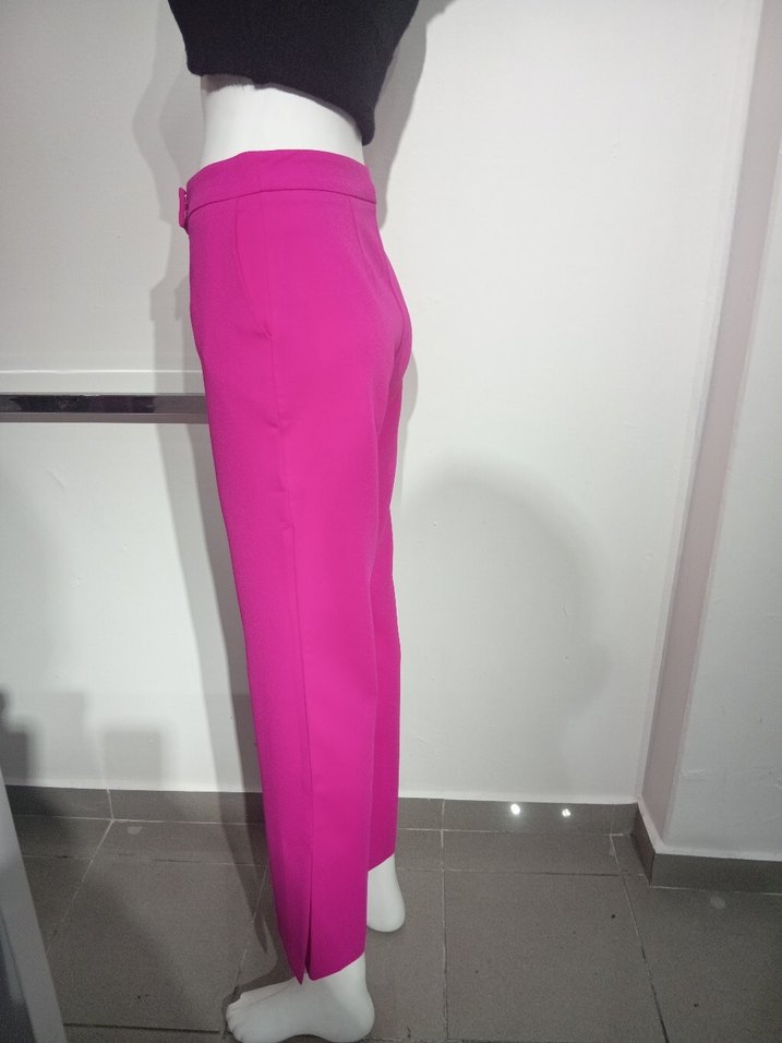 Pembe Mini Kumaş Kadın Pantolon - Görsel 4