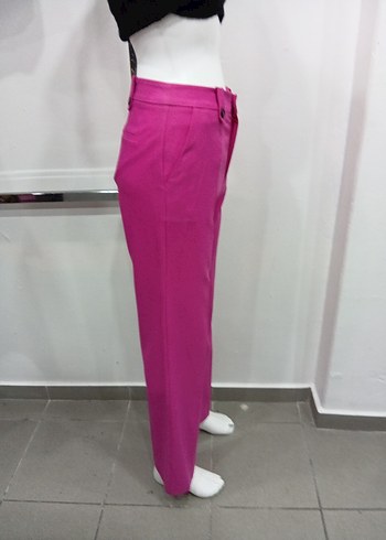 Düğmeli Pembe Kadın Kumaş Pantolon - Görsel 2