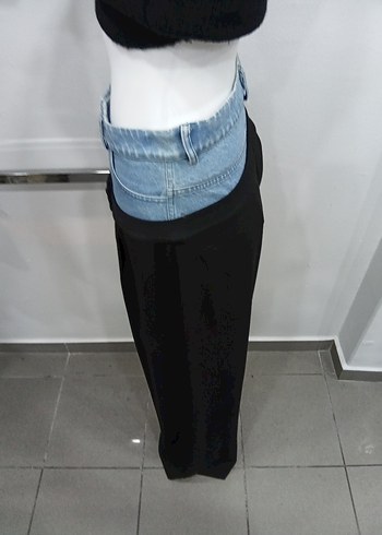 Kemer Detaylı Mavi Kot Hamile Pantolonu - Görsel 4