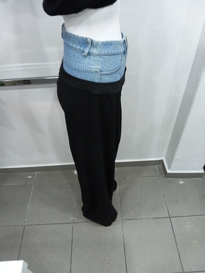 Kemer Detaylı Mavi Kot Hamile Pantolonu - Görsel 2