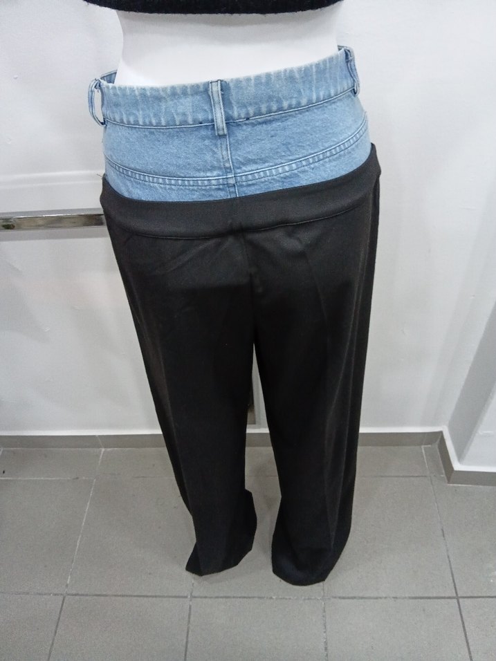 Kemer Detaylı Mavi Kot Hamile Pantolonu - Görsel 3