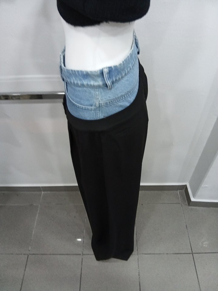 Kemer Detaylı Mavi Kot Hamile Pantolonu - Görsel 4