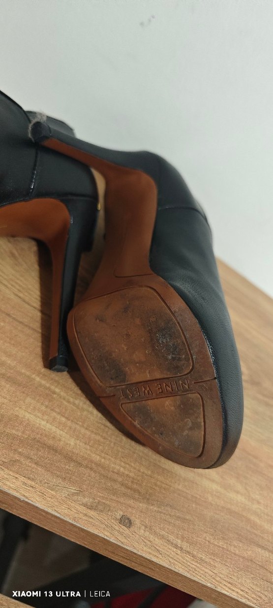 NİNE WEST Siyah Deri Stiletto Topuklu Kadın Bot - Görsel 4